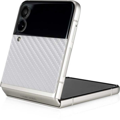 White Carbon Fiber Specialty Texture Material Galaxy Z Flip3 5G Skin